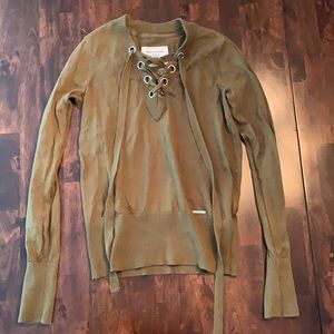 Abercrombie Olive Green Laced Sweater, XS